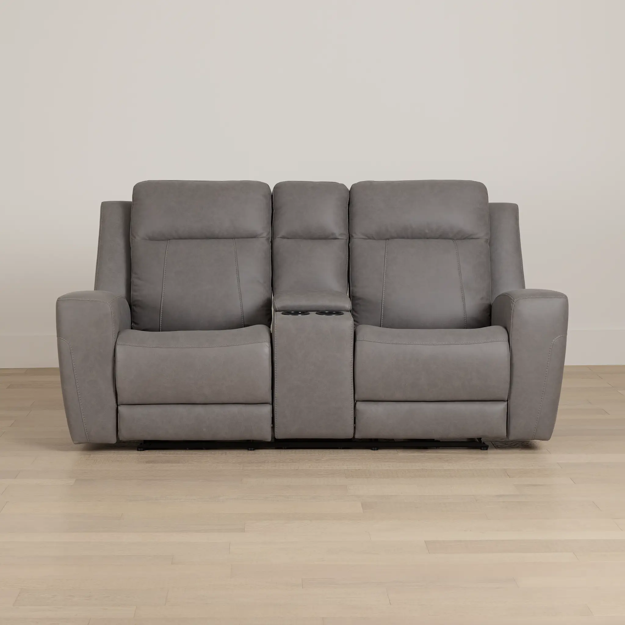 Colton Light Gray Micro Power Reclining Console Loveseat W/ Power Headrest Colton Light Gray Micro Power Reclining Console Loveseat W/ Power Headrest