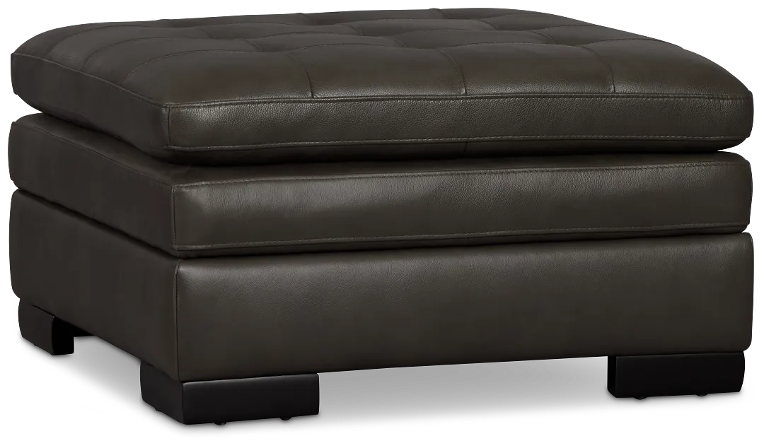 Braden Dark Gray Leather Storage Ottoman