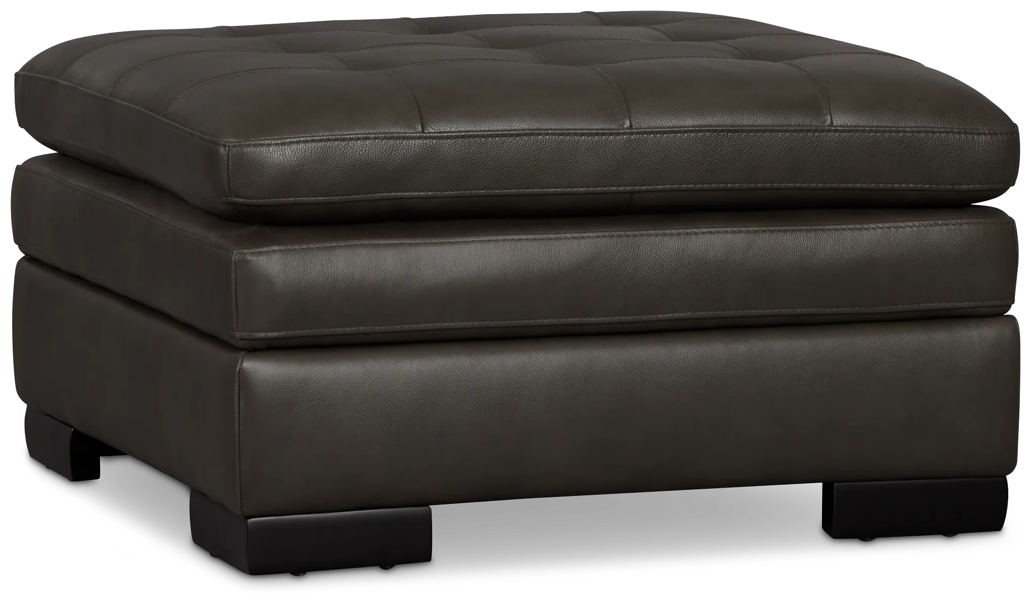 Braden Dark Gray Leather Storage Ottoman