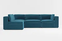 Destin Joya Teal Velvet 4-piece Modular Sectional