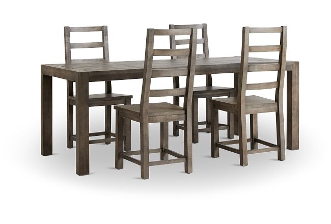 Seattle Gray Rect Table & 4 Wood Chairs