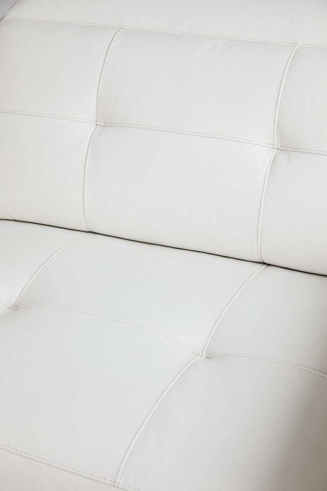 Reva White Leather Small Dual Power Reclining Two-arm Sectional