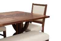 Joplin Dark Tone Extension Rectangular Table With 4 Side Chairs & Bench
