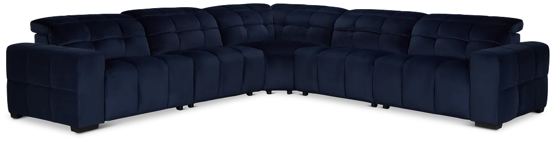 Gemma Navy Velvet Small Two-arm Power Reclining Sectional