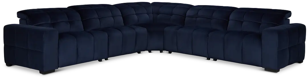 Gemma Navy Velvet Small Two-arm Power Reclining Sectional Gemma Navy Velvet Small Two-arm Power Reclining Sectional