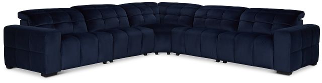 Gemma Navy Velvet Small Two-arm Power Reclining Sectional