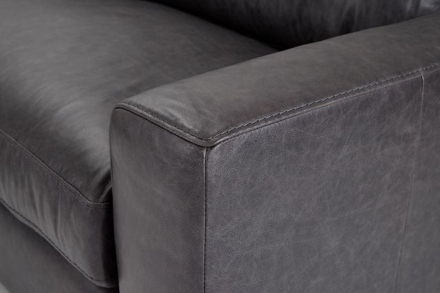 Bohan Black Leather Large Two-arm Sectional