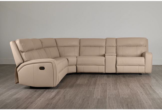Rhett Taupe Micro Small Triple Manually Reclining Two-arm Sectional