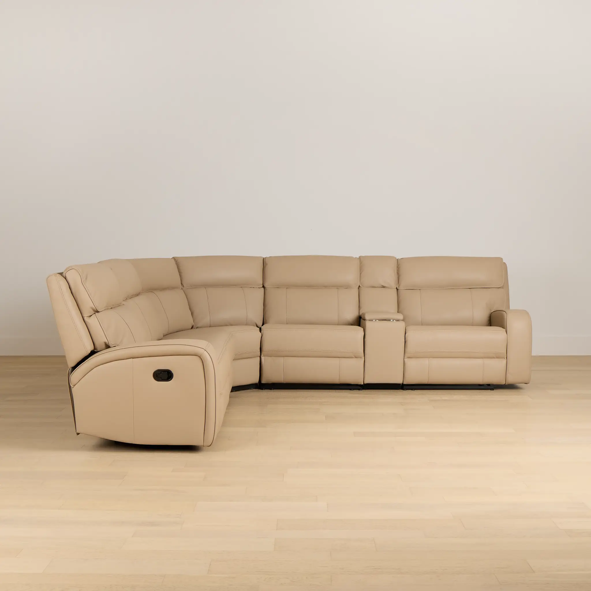 Rhett Taupe Micro Small Triple Manually Reclining Two-arm Sectional Rhett Taupe Micro Small Triple Manually Reclining Two-arm Sectional