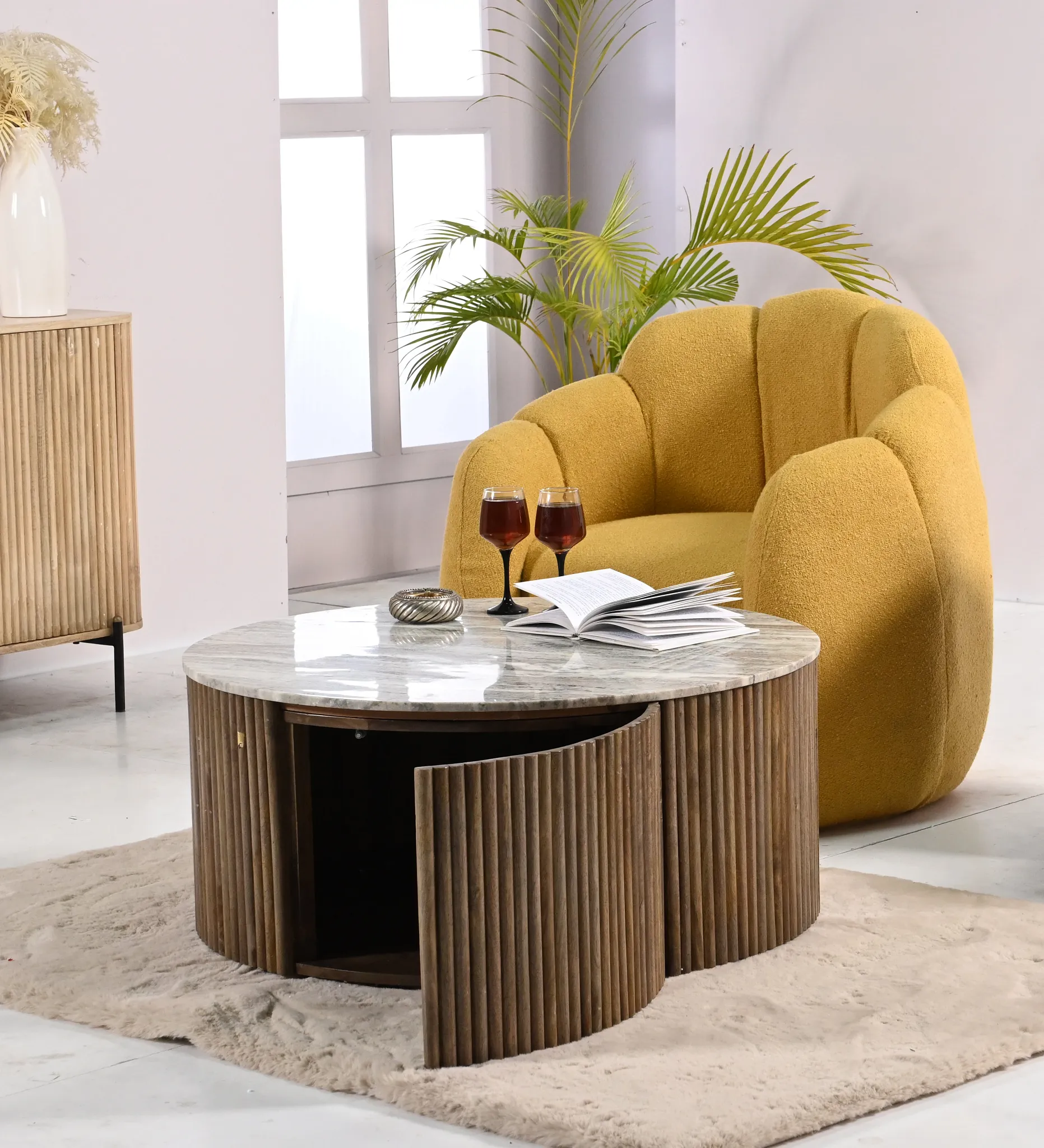 Calvin Mid Tone Round Storage Coffee Table