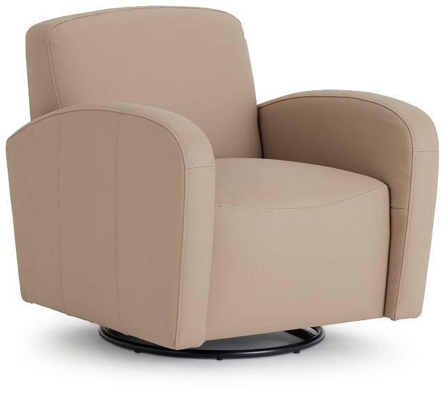 Axis Light Taupe Vinyl Swivel Accent Chair (1)