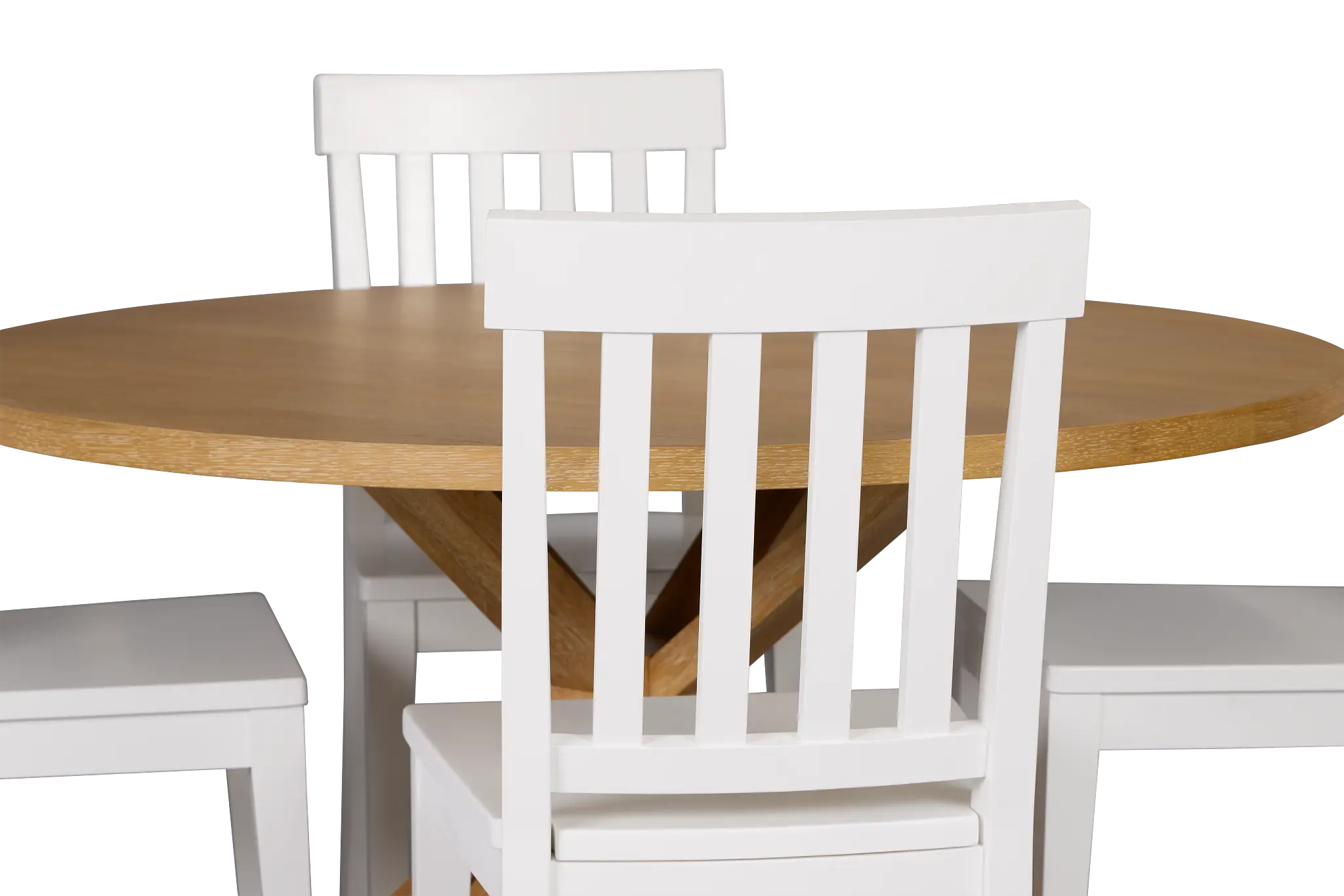 Nantucket Light Tone Round Table & 4 White Wood Chairs Nantucket Light Tone Round Table & 4 White Wood Chairs
