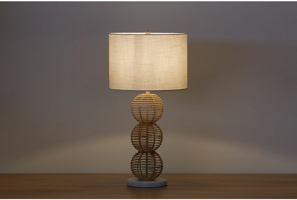 Bamboo Beige Rattan Table Lamp