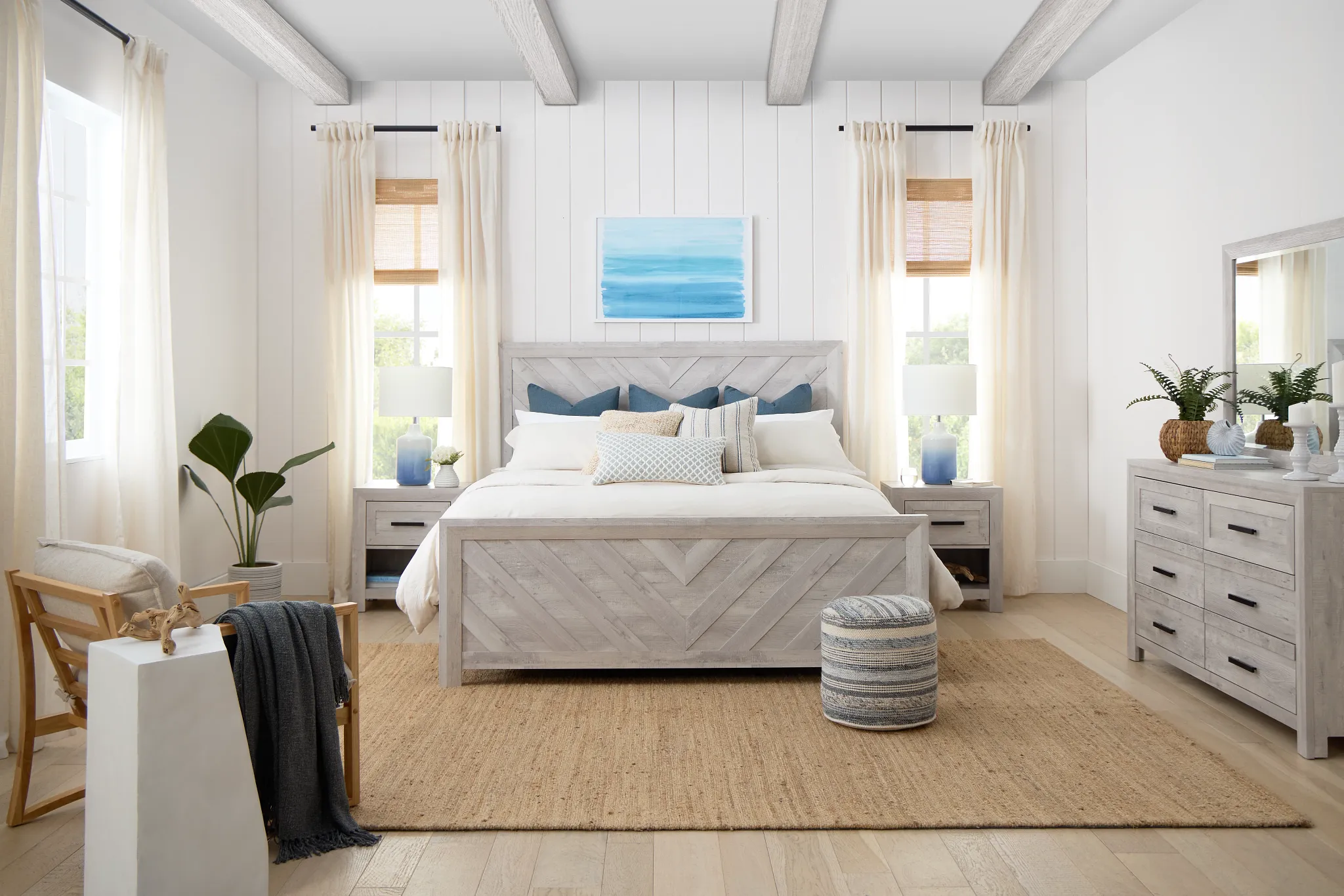 Delray White Panel Bed