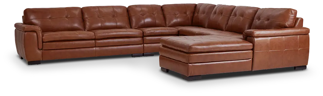 Braden Medium Brown Leather Large Right Chaise Sectional Braden Medium Brown Leather Large Right Chaise Sectional