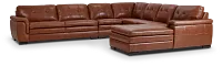 Braden Medium Brown Leather Large Right Chaise Sectional