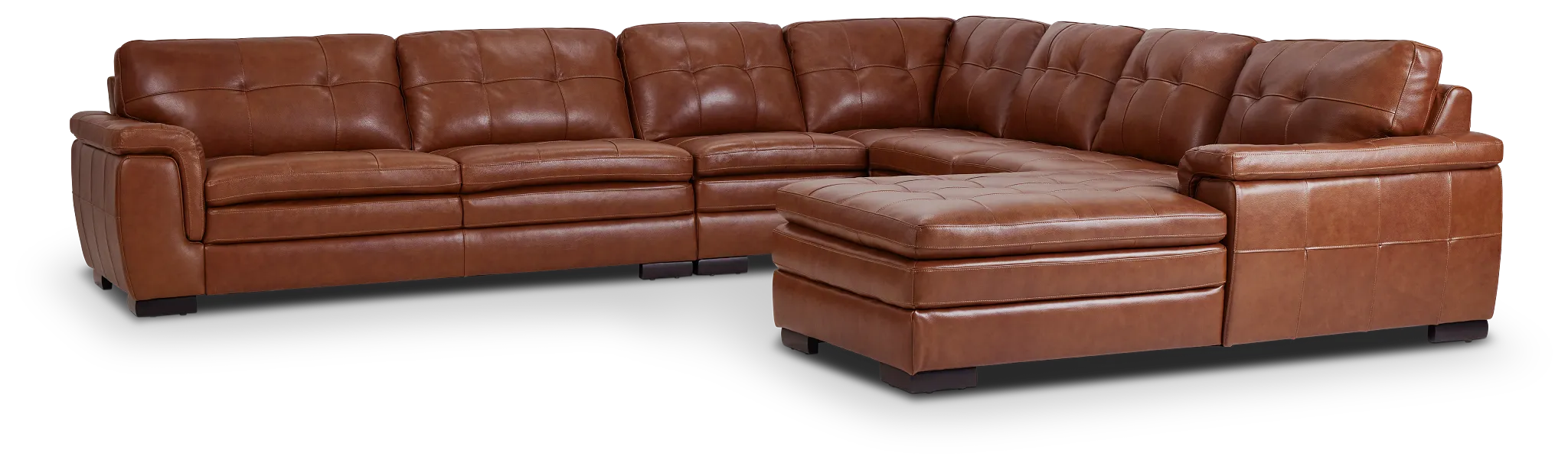 Braden Medium Brown Leather Large Right Chaise Sectional