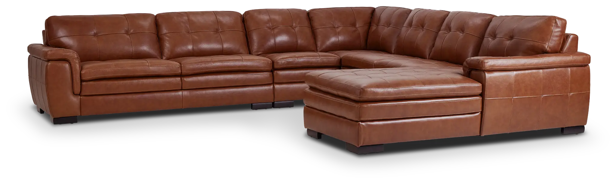 Braden Medium Brown Leather Large Right Chaise Sectional Braden Medium Brown Leather Large Right Chaise Sectional
