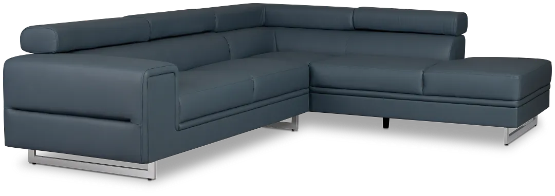 Drew Dark Blue Micro Right Chaise Sectional
