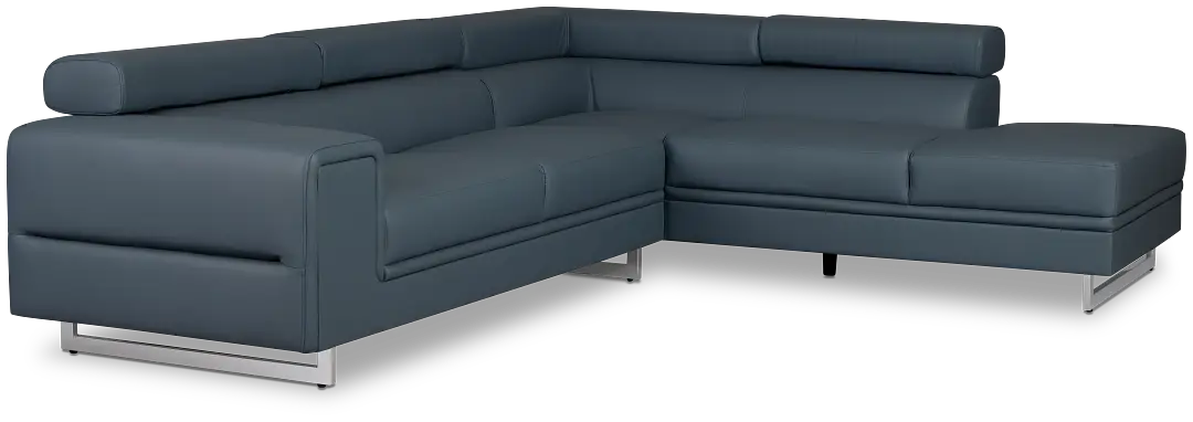 Drew Dark Blue Micro Right Chaise Sectional Drew Dark Blue Micro Right Chaise Sectional
