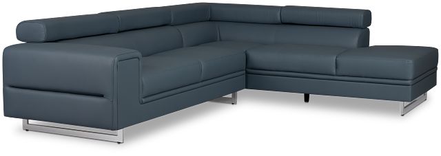 Drew Dark Blue Micro Right Chaise Sectional