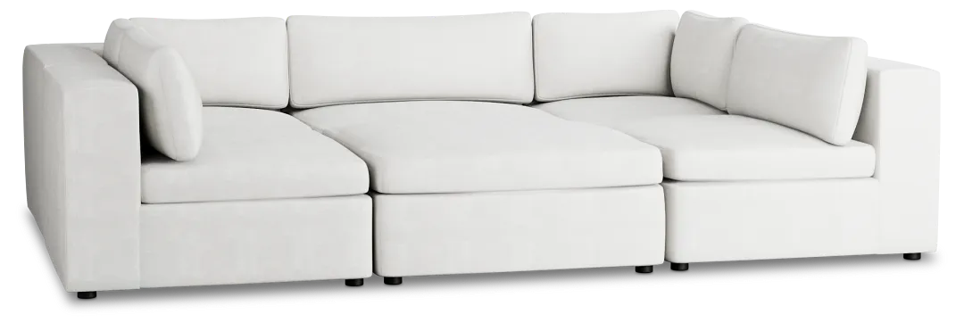 Destin Sutton White Fabric 6-piece Pit Sectional