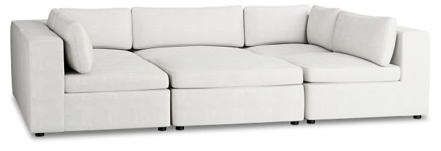 Destin Sutton White Fabric 6-piece Pit Sectional
