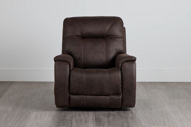 Akron Dark Brown Micro Power Lift Recliner With Power Lumbar