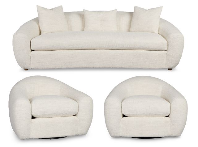 Kaya White Fabric Living Room