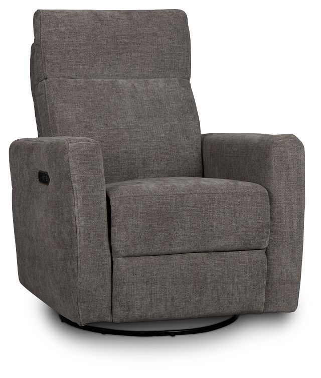 Rae Gray Fabric Power Swivel Glider Recliner