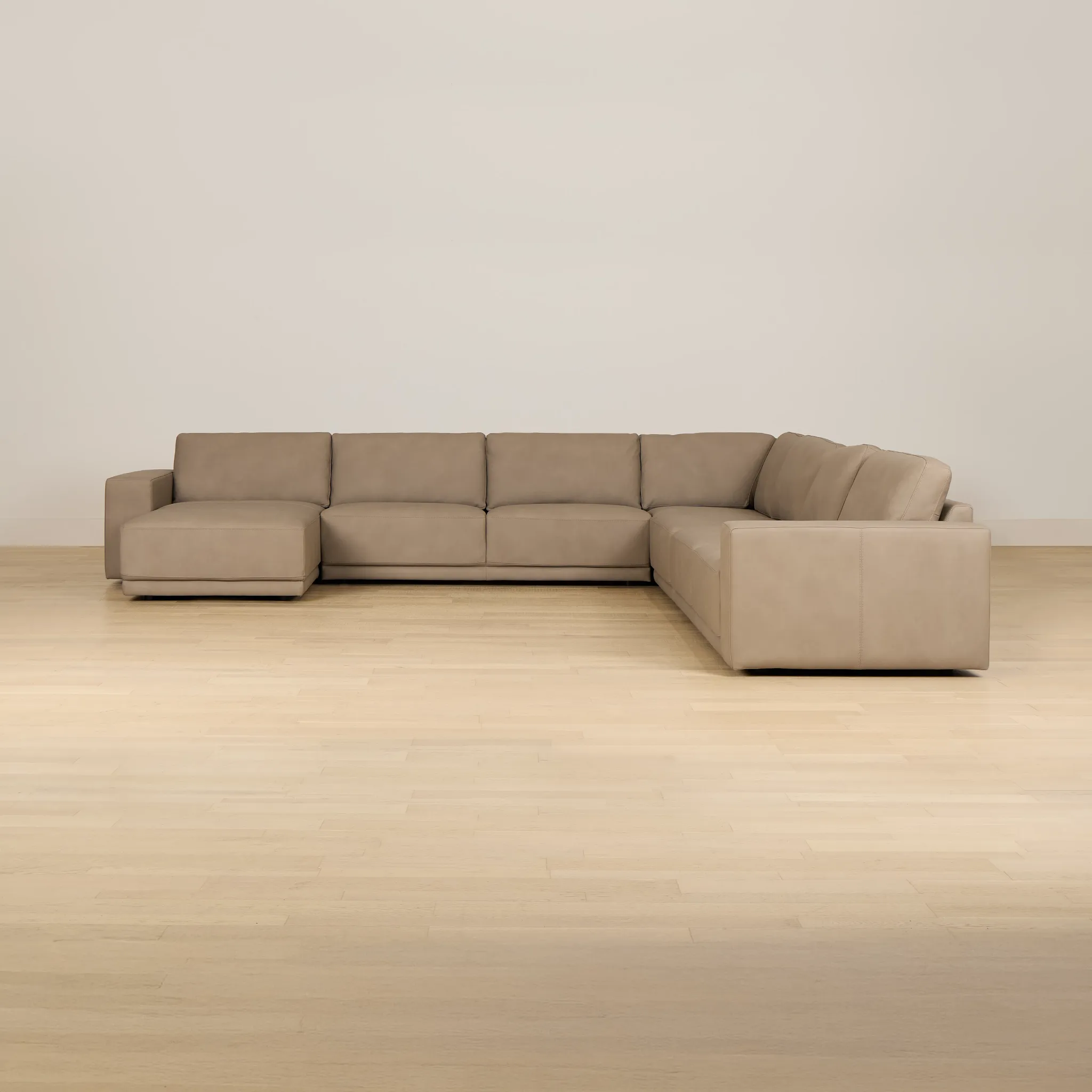 Kellan Taupe Leather Large Left Chaise Sectional