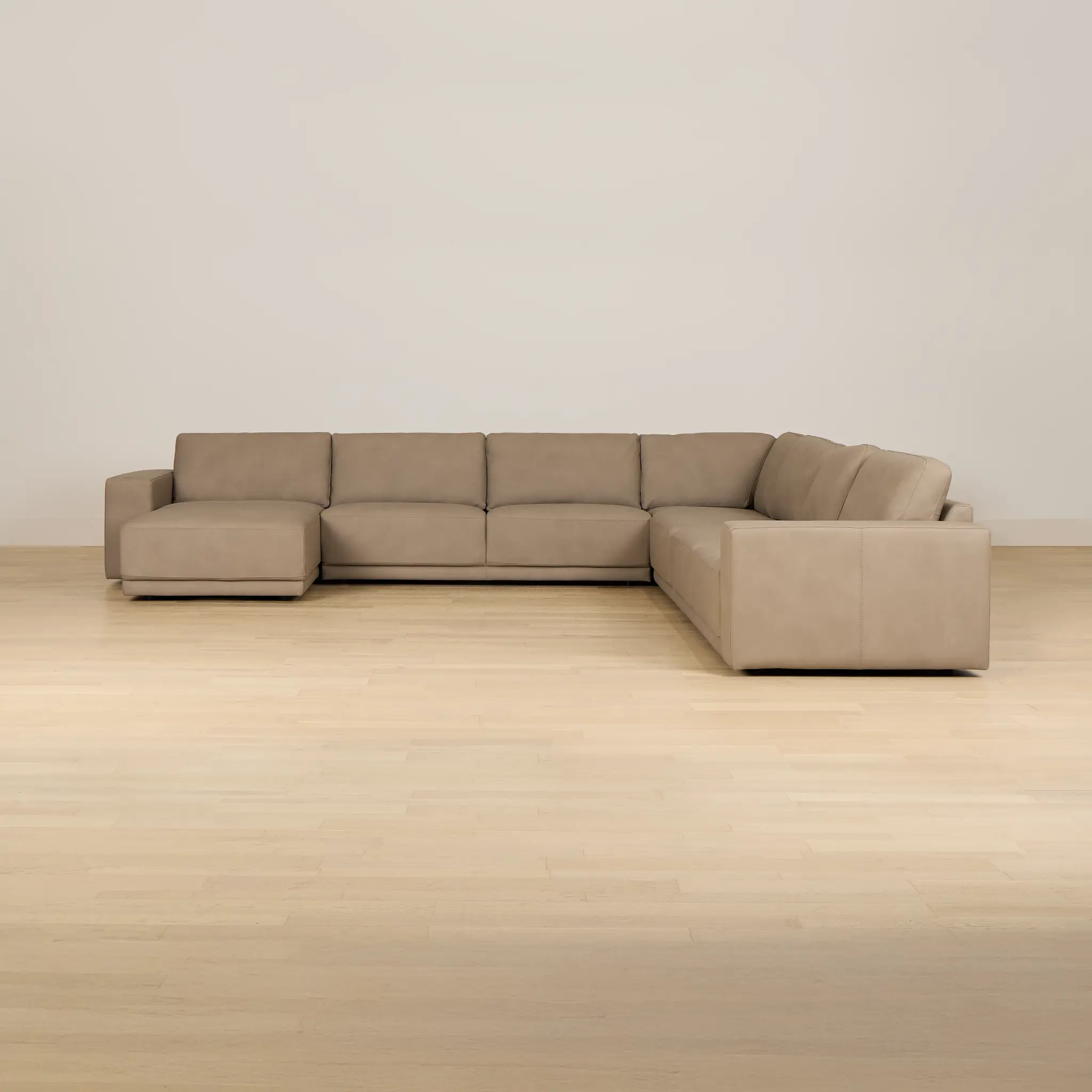 Kellan Taupe Leather Large Left Chaise Sectional Kellan Taupe Leather Large Left Chaise Sectional