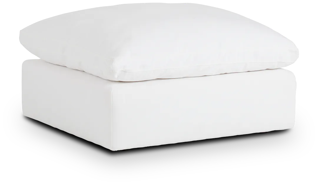 Grant White Fabric Ottoman