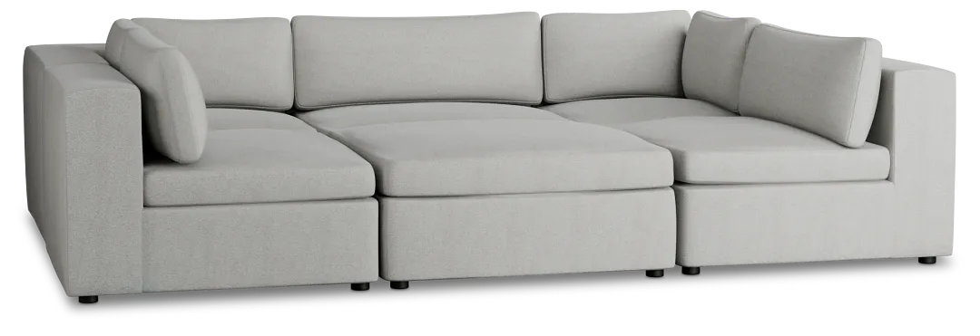 Destin Sutton Gray Fabric 6-piece Pit Sectional