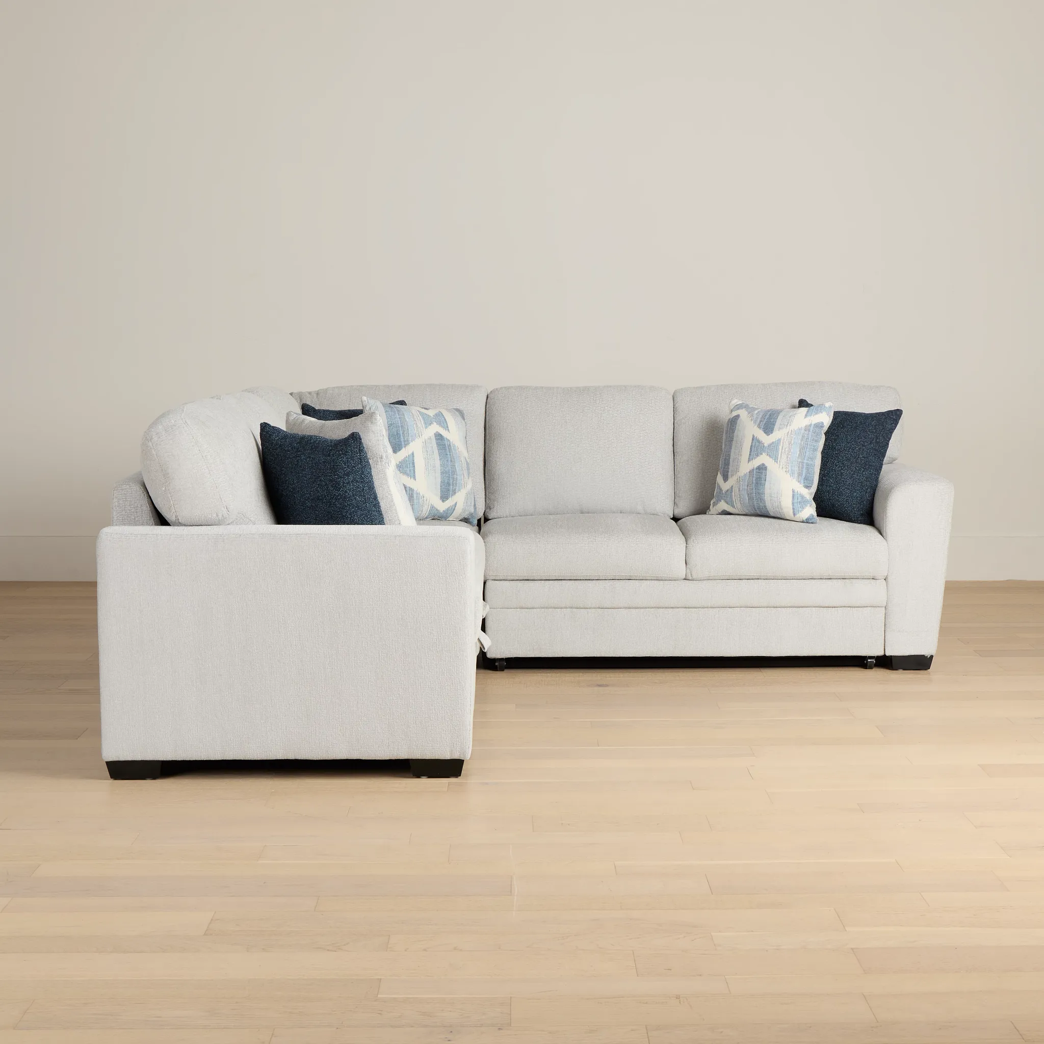 Everly Gray Fabric Small 2-arm Right Sleeper Storage Sectional