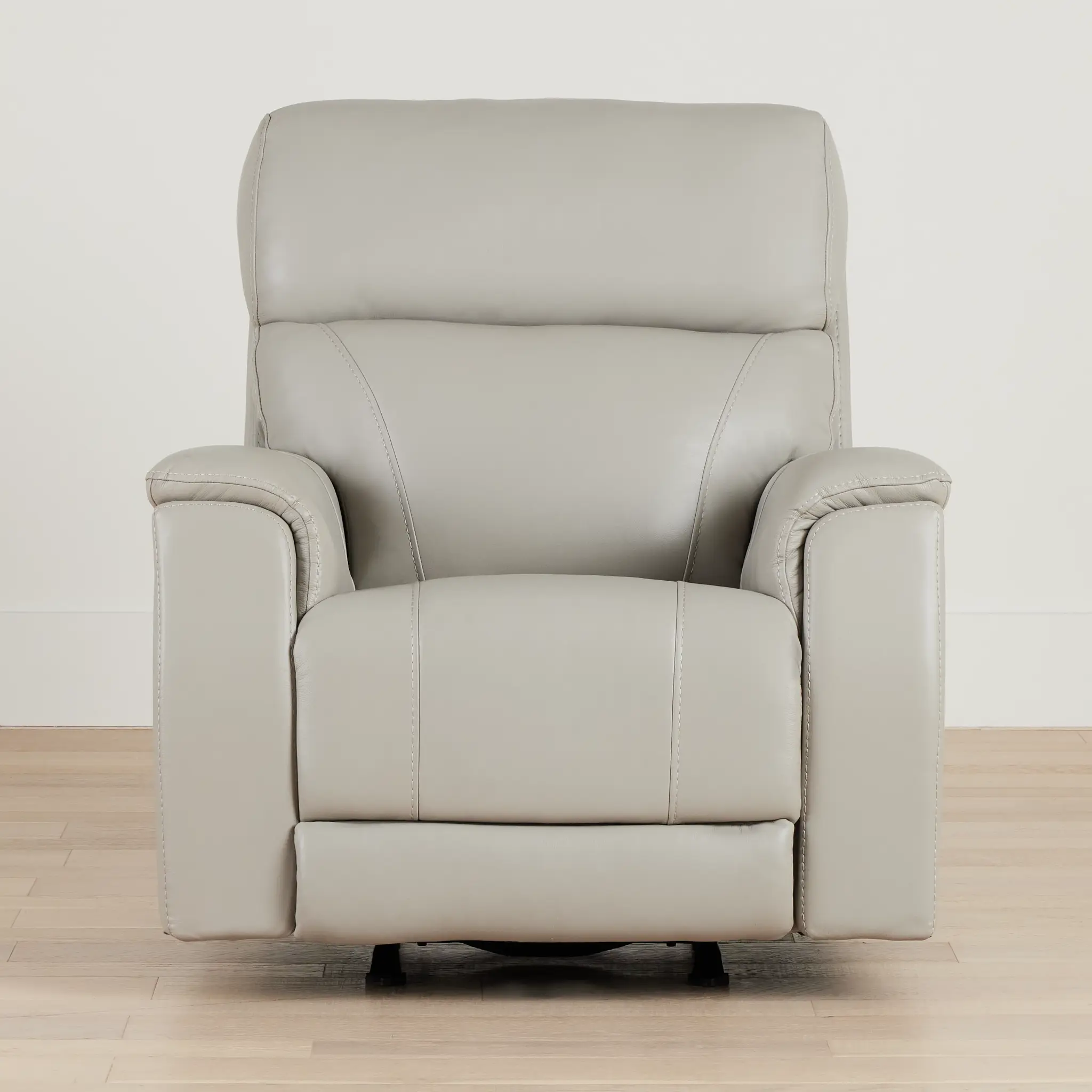 Wells Light Gray Lthr/vinyl Power Recliner With Heat And Massage Wells Light Gray Lthr/vinyl Power Recliner With Heat And Massage