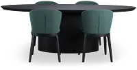 Nomad Black 94" Oval Table & 4 Dark Green Chairs W/ Black Legs