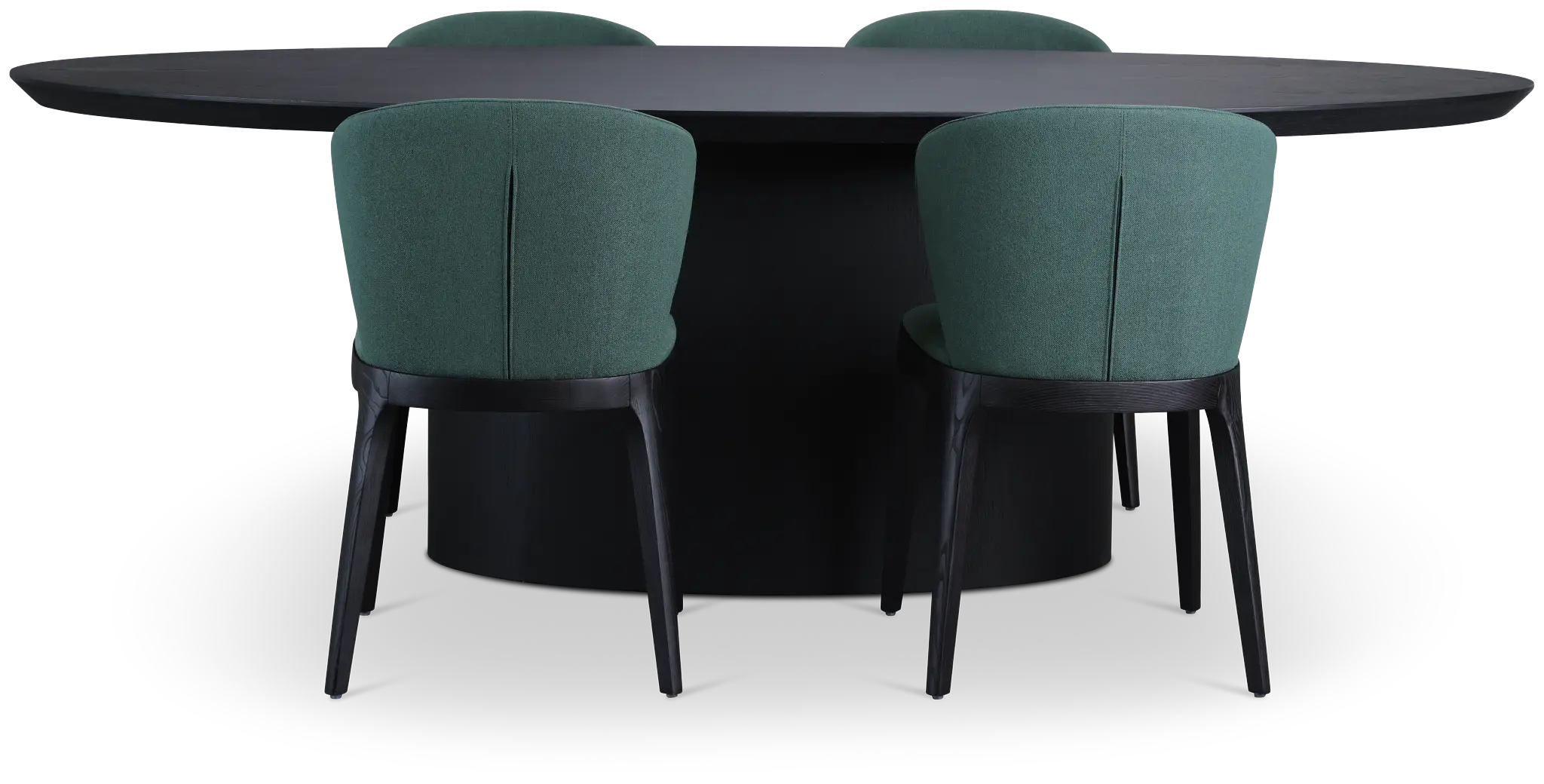 Nomad Black 94" Oval Table & 4 Dark Green Chairs W/ Black Legs Nomad Black 94" Oval Table & 4 Dark Green Chairs W/ Black Legs