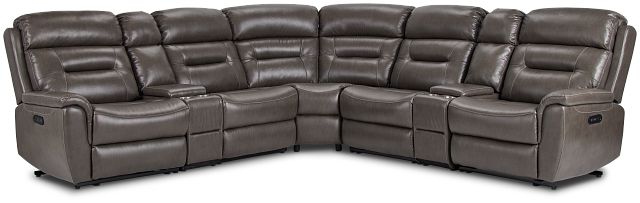 Toby Dark Taupe Micro Large Triple Power Reclining Two-arm Sectional (1)