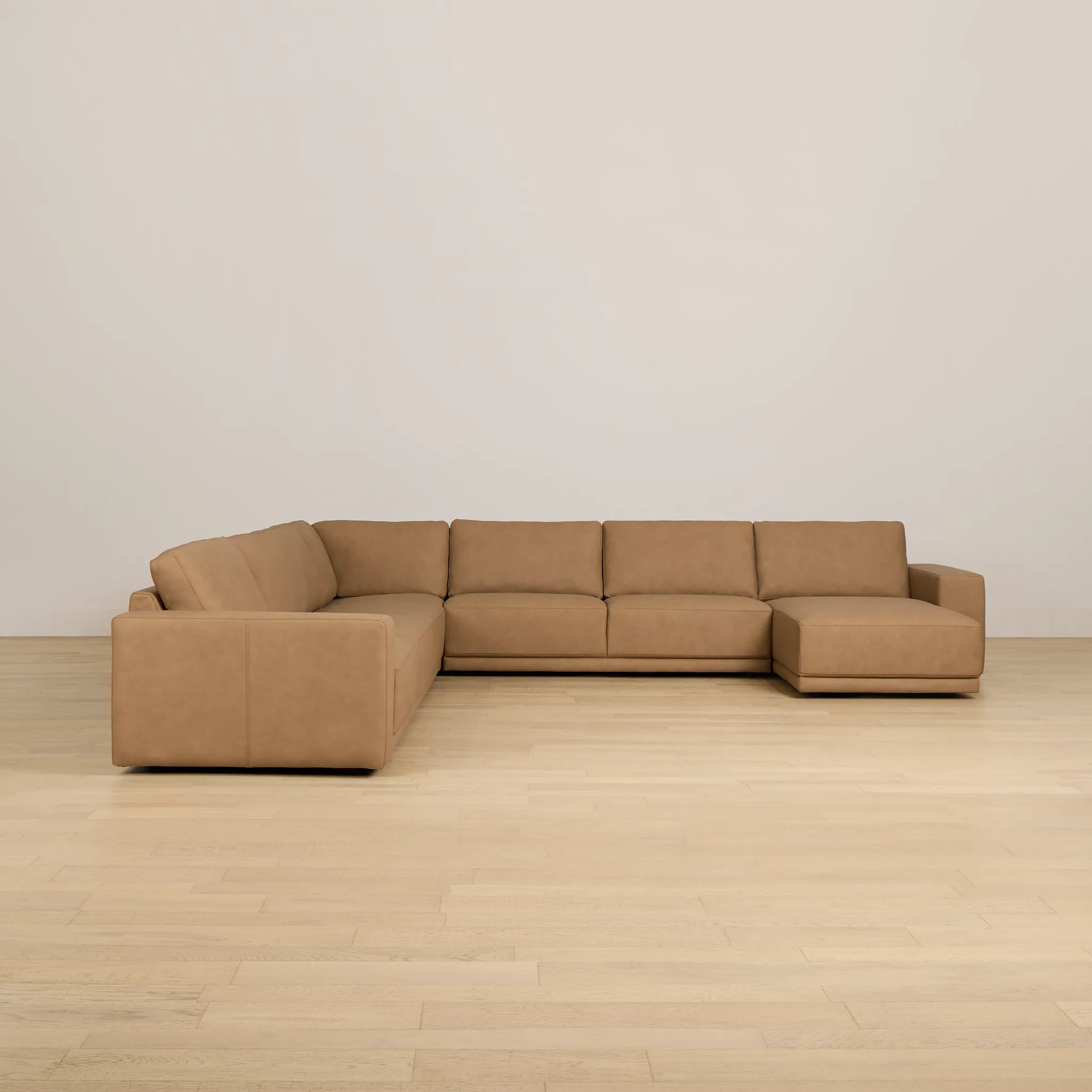 Kellan Light Brown Leather Large Right Chaise Sectional