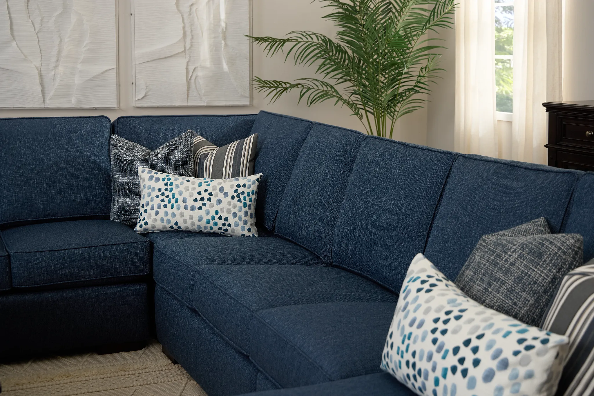 Sinclair Dark Blue Fabric Medium Right Chaise Sectional