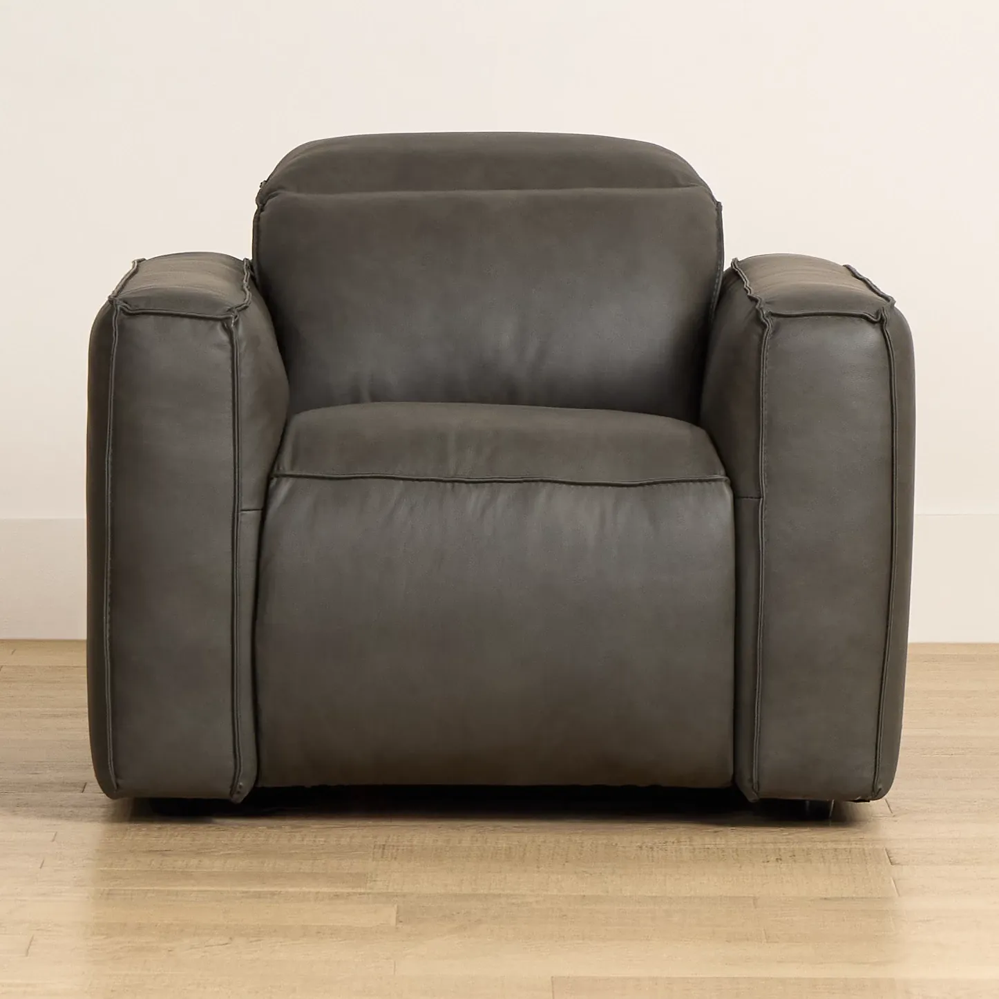 Ryland Dark Gray Lthr/vinyl Power Recliner With Power Headrest