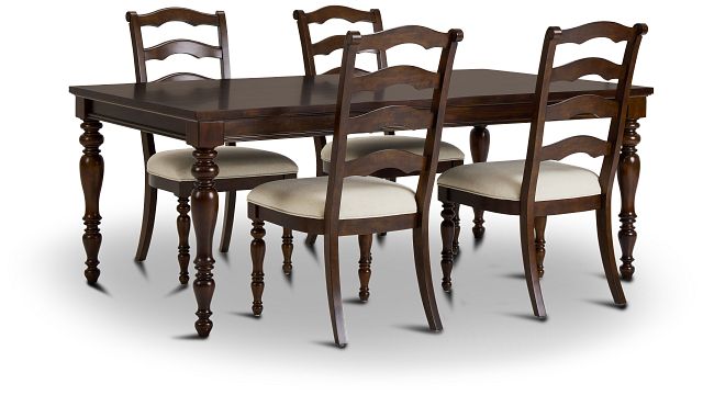 Savannah Dark Tone Rect Table & 4 Chairs