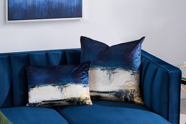 Lily Blue 22" Square Accent Pillow