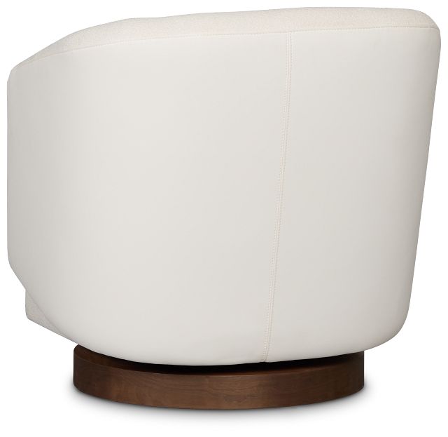 Luna White Fabric Swivel Chair