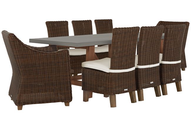 Canyon Dark Brown White Concrete Rectangular Table & 4 Chairs
