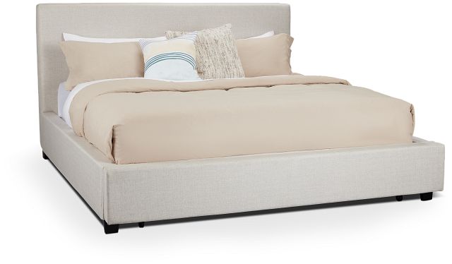 Monica Beige Uph Platform Storage Bed