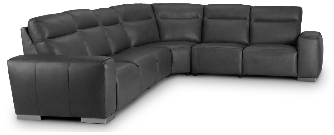 Elba Dark Gray Leather Medium Dual Power 2-arm Reclining Sectional Elba Dark Gray Leather Medium Dual Power 2-arm Reclining Sectional