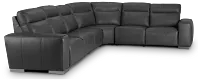 Elba Dark Gray Leather Medium Dual Power 2-arm Reclining Sectional