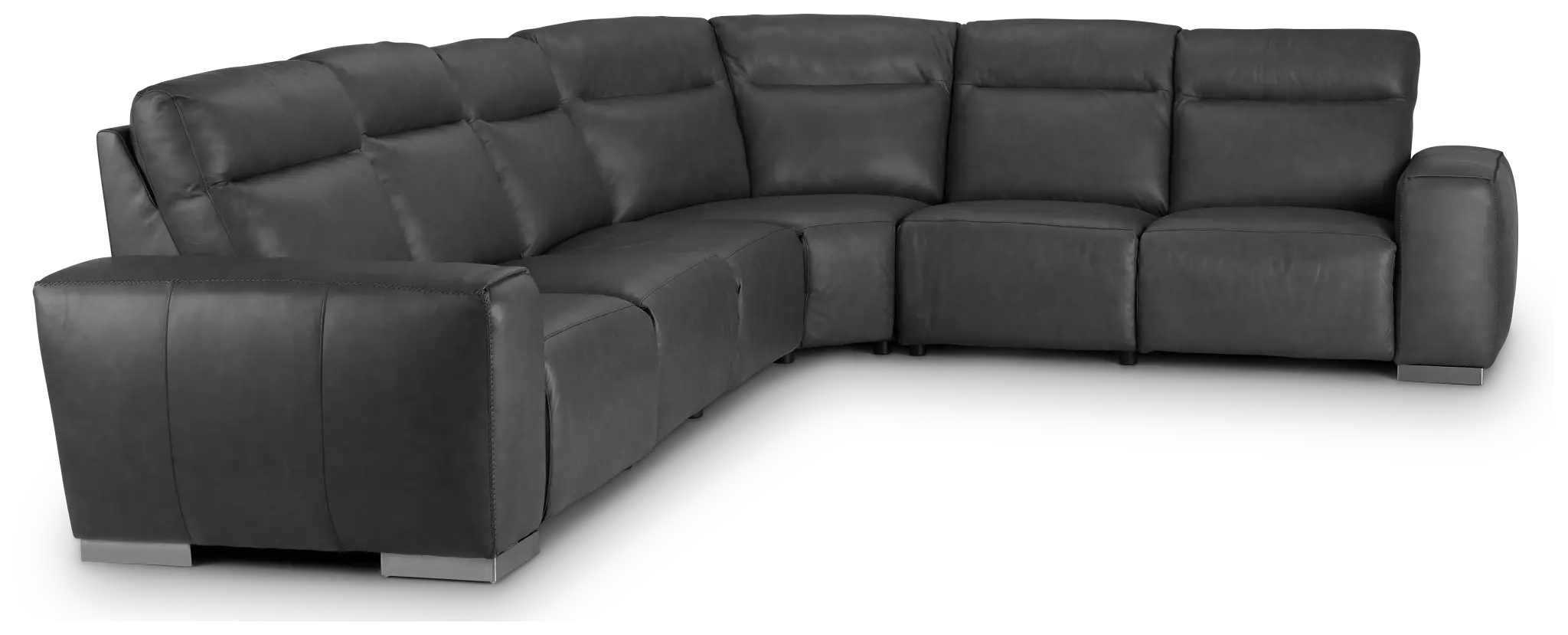 Elba Dark Gray Leather Medium Dual Power 2-arm Reclining Sectional Elba Dark Gray Leather Medium Dual Power 2-arm Reclining Sectional